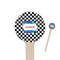 Checkers & Racecars Wooden 4" Food Pick - Round - Closeup