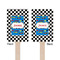 Checkers & Racecars Wooden 6.25" Stir Stick - Rectangular - Double Sided - Front & Back