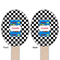 Checkers & Racecars Wooden Food Pick - Oval - Double Sided - Front & Back