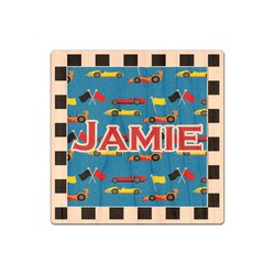 Checkers & Racecars Genuine Maple or Cherry Wood Sticker (Personalized)