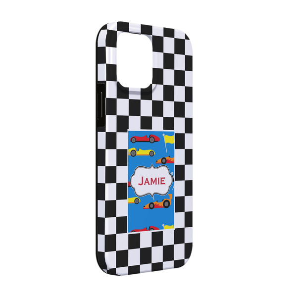 Custom Checkers & Racecars iPhone Case - Rubber Lined - iPhone 13 Pro (Personalized)