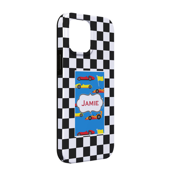 Custom Checkers & Racecars iPhone Case - Rubber Lined - iPhone 13 (Personalized)