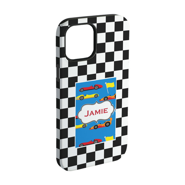 Custom Checkers & Racecars iPhone Case - Rubber Lined - iPhone 15 Pro (Personalized)