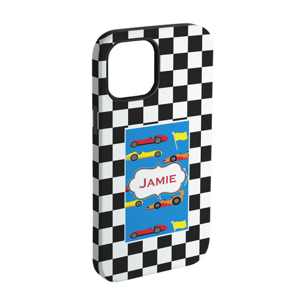 Custom Checkers & Racecars iPhone Case - Rubber Lined - iPhone 15 (Personalized)