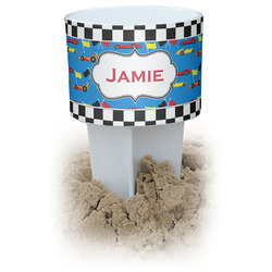 Checkers & Racecars White Beach Spiker Drink Holder (Personalized)