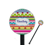 Ribbons 5.5" Round Plastic Stir Sticks - Black - Double Sided (Personalized)