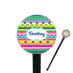 Ribbons 7" Round Plastic Stir Sticks - Black - Double Sided (Personalized)