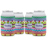 Ribbons Can Cooler (12 oz) - Set of 4 w/ Name or Text