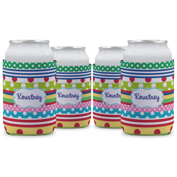 Custom Ribbons Can Cooler (12 oz) - Set of 4 w/ Name or Text