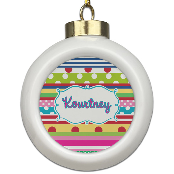 Custom Ribbons Ceramic Ball Ornament (Personalized)