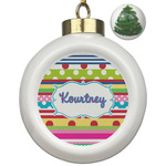 Ribbons Ceramic Ball Ornament - Christmas Tree (Personalized)