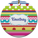 Ribbons Round Ceramic Ornament w/ Name or Text