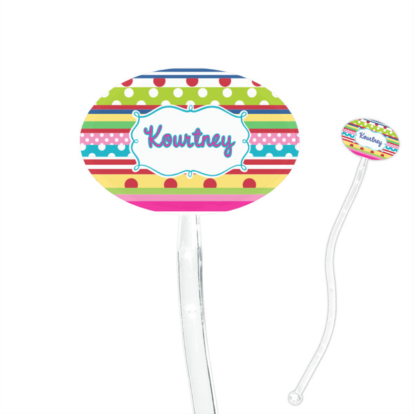 Custom Ribbons 7" Oval Plastic Stir Sticks - Clear (Personalized)