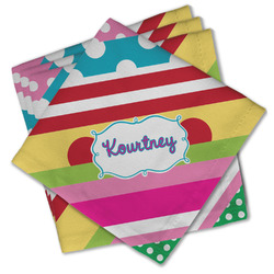 Ribbons Cloth Cocktail Napkins - Set of 4 w/ Name or Text