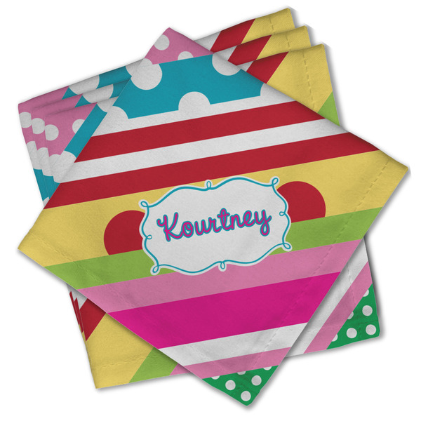 Custom Ribbons Cloth Cocktail Napkins - Set of 4 w/ Name or Text