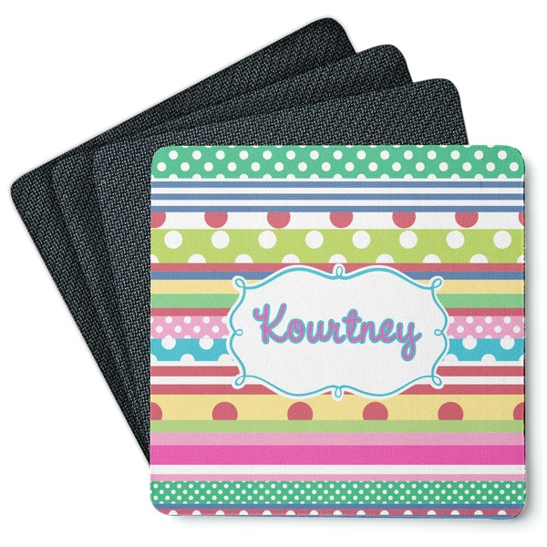 Custom Ribbons Square Rubber Backed Coasters - Set of 4 (Personalized)