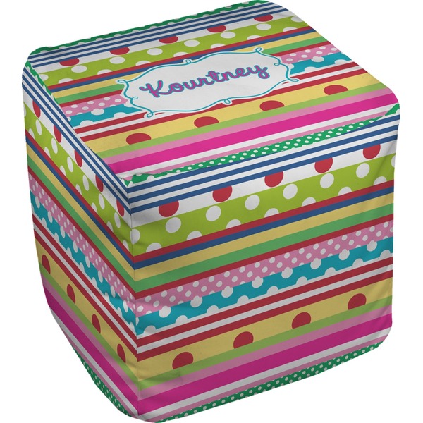 Custom Ribbons Cube Pouf Ottoman (Personalized)