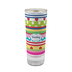 Ribbons 2 oz Shot Glass -  Glass with Gold Rim - Single (Personalized)