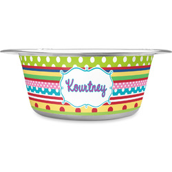 Ribbons Stainless Steel Dog Bowl - Small (Personalized)