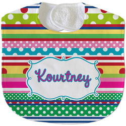 Ribbons Velour Baby Bib w/ Name or Text