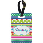 Ribbons Plastic Luggage Tag - Rectangular w/ Name or Text