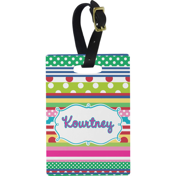 Custom Ribbons Plastic Luggage Tag - Rectangular w/ Name or Text