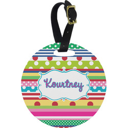 Ribbons Plastic Luggage Tag - Round (Personalized)