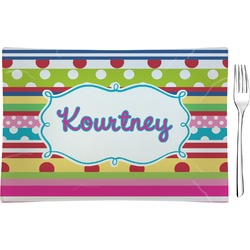 Ribbons Rectangular Glass Appetizer / Dessert Plate - Single or Set (Personalized)