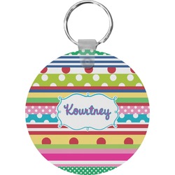 Ribbons Round Plastic Keychain (Personalized)