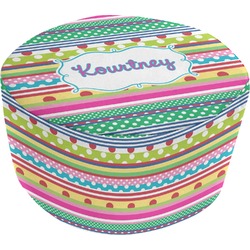 Ribbons Round Pouf Ottoman (Personalized)