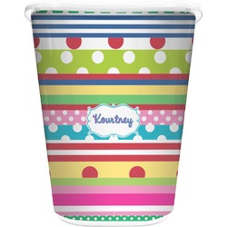 Ribbons Waste Basket - Double Sided (White) (Personalized)