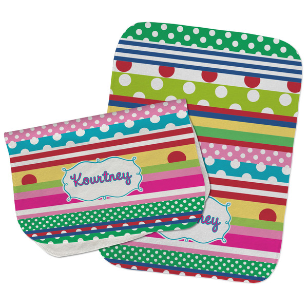 Custom Ribbons Burp Cloths - Fleece - Set of 2 w/ Name or Text