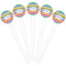 Ribbons White Plastic 4" Food Pick - Round - Fan View