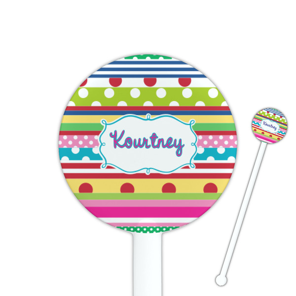 Custom Ribbons 5.5" Round Plastic Stir Sticks - White - Double Sided (Personalized)