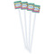 Ribbons White Plastic Stir Stick - Double Sided - Square - Front