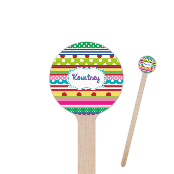 Custom Ribbons 7.5" Round Wooden Stir Sticks - Single Sided (Personalized)