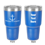 All Anchors 30 oz Stainless Steel Tumbler - Royal Blue - Double-Sided (Personalized)