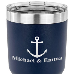 All Anchors 30 oz Stainless Steel Tumbler - Navy - Double Sided (Personalized)