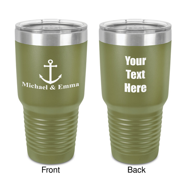 Custom All Anchors 30 oz Stainless Steel Tumbler - Olive - Double-Sided (Personalized)