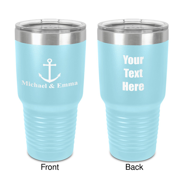 Custom All Anchors 30 oz Stainless Steel Tumbler - Teal - Double-Sided (Personalized)