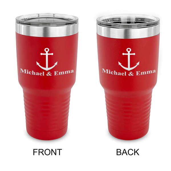 Custom All Anchors 30 oz Stainless Steel Tumbler - Red - Double Sided (Personalized)