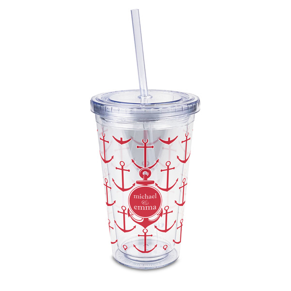 Custom All Anchors 16oz Double Wall Acrylic Tumbler with Lid & Straw - Full Print (Personalized)