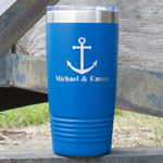 All Anchors 20 oz Stainless Steel Tumbler - Royal Blue - Double Sided (Personalized)