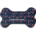 All Anchors Ceramic Dog Ornament - Front & Back w/ Couple's Names