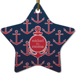 All Anchors Star Ceramic Ornament w/ Couple's Names