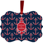 All Anchors Metal Frame Ornament - Double Sided w/ Couple's Names