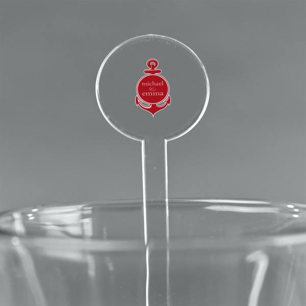 Custom All Anchors 7" Round Plastic Stir Sticks - Clear (Personalized)