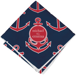 All Anchors Cloth Cocktail Napkin - Single w/ Couple's Names