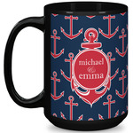 All Anchors 15 Oz Coffee Mug - Black (Personalized)