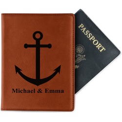 All Anchors Passport Holder - Faux Leather - Double Sided (Personalized)